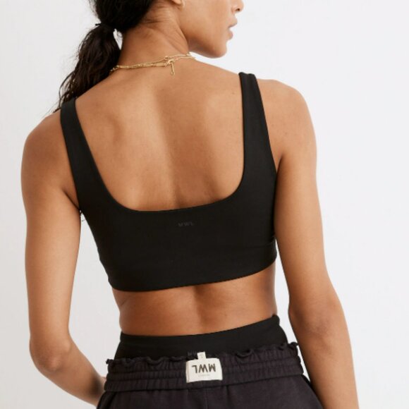 Madewell Flex Square-Neck UPF 40+ Sweat Wicking Sports Bra in True Black NWT - Picture 4 of 17